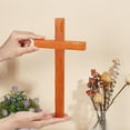 thumbnail image 3 of Adorno colgante de madera hecho a mano de 25,5 x 13 x 2 cm para la iglesia, ideal para la oración en la pared de la sala de estar o fiestas de Pascua. Color naranja., 3 of 6