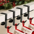thumbnail image 4 of Adjustable, No-Drill Mantel Stocking Hanger - 2-in-1 Garland & Christmas Stocking, 4 Pcs, Black Metal, 4 of 10