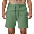 thumbnail image 4 of Mens Linen Shorts Casual Elastic Waist Drawstring Summer Beach Shorts Pockets Classic Fit Shorts Pants, 4 of 7