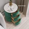 thumbnail image 5 of homary Velvet Nightstand with 3 Drawers, Green Round Bedside Table with Sintered Stone Top, Modern Nightstand with Storage for Bedroom, End Table for Living Room, 5 of 18