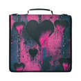 thumbnail image 2 of Grunge Pink-hearts Printed Zipper Binder with Handle&Shoulder Strap 2 inch 3 Ring 500+300 Sheet Capacity File Folder Organizer, 2 of 8