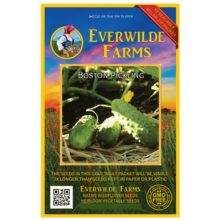 Everwilde Farms - 100 Boston Pickling Cucumber Seeds - Gold Vault Jumbo Bulk Seed