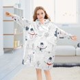 thumbnail image 5 of FORMRS Wearable Blanket Hoodie with Sleeves for Kids Cozy Flannel Sweatshirt, Blue Cartoon Snowmen, 5 of 7