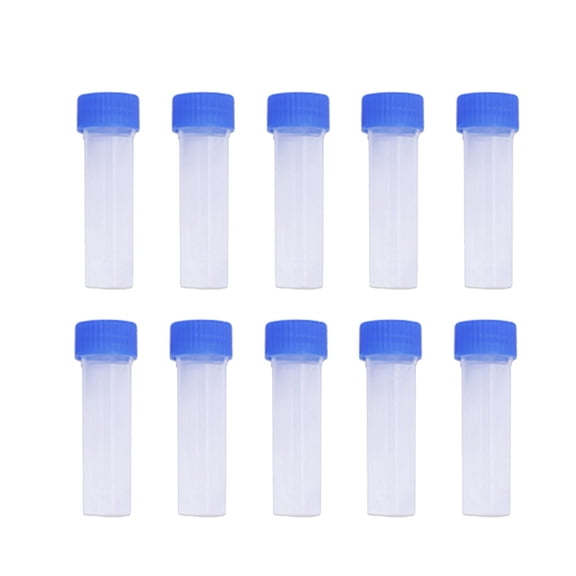 Dalidasy 10 Pcs 6x2CM Transparent Plastic Storage Bottles Needles Storage Barrels Tube DIY Beads Clear Containers Needles Organizers with Blue Lid