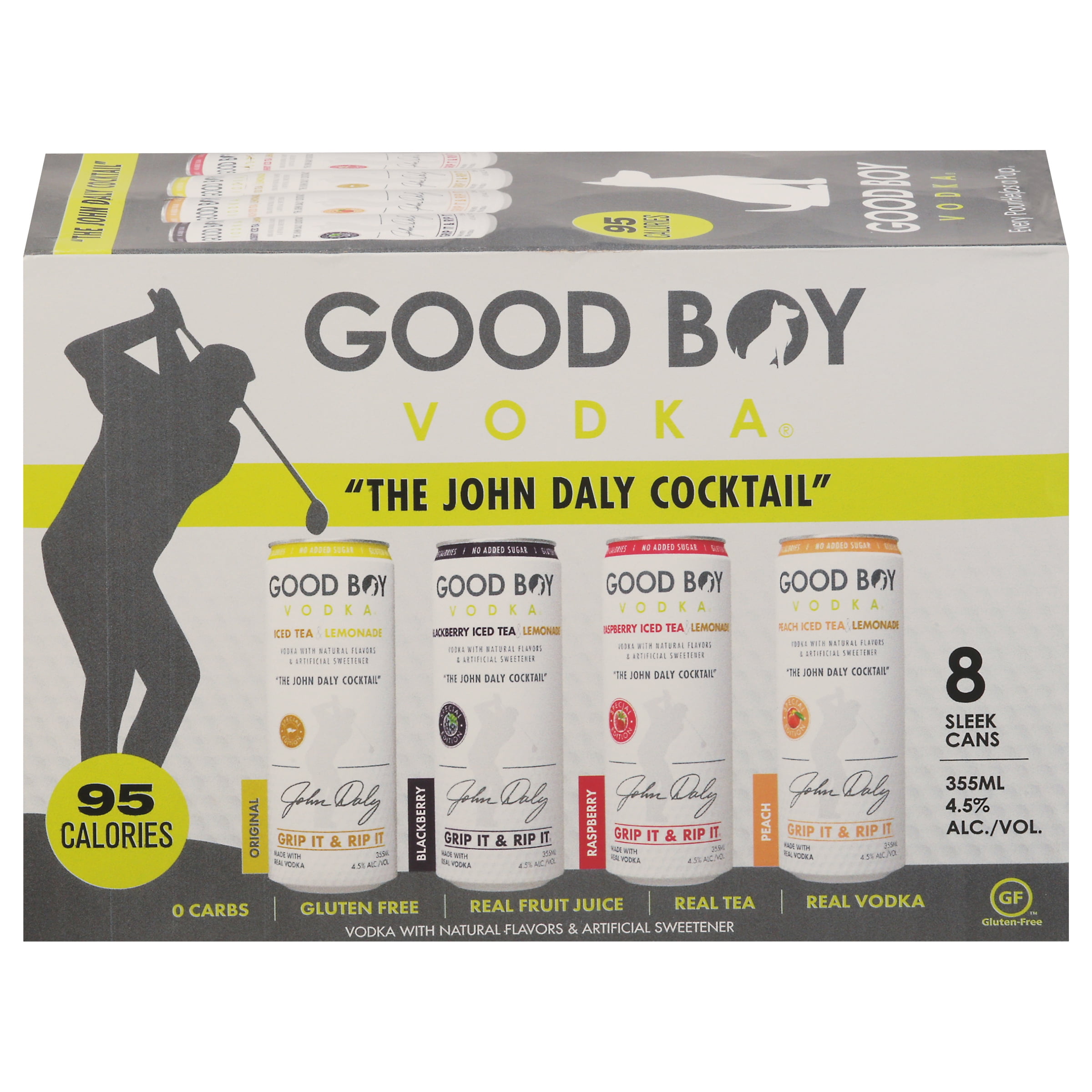 Good Boy John Vodka Seltzers, Variety Pack, 12 fl oz 8 Pack Cans, 4.5% ABV
