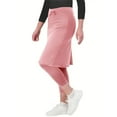 thumbnail image 2 of Big Sale! Women's Yoga Capri Leggings with Skirt Two Piece Set Quick Drying Anti Glare Fitness Outfit Straight Leg Sports Pants Drawstring Waist Tennis Workout Wear M Size Pink, 2 of 5