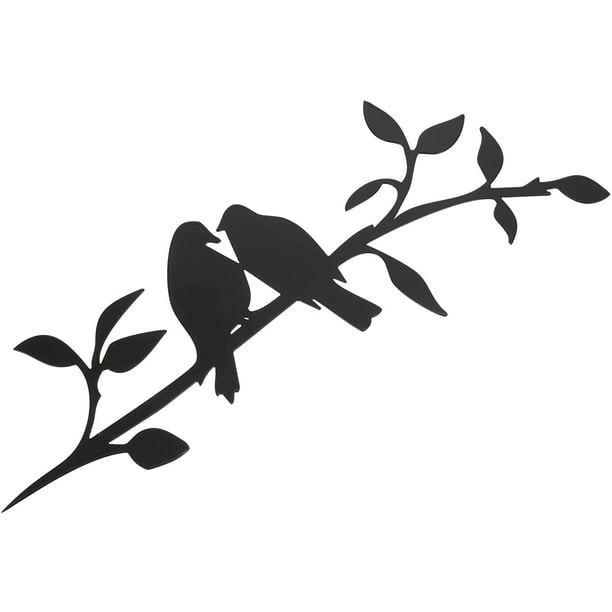 Black1 Piece Birds on Branches Metal Wall Art Iron Bird Wall Sculpture