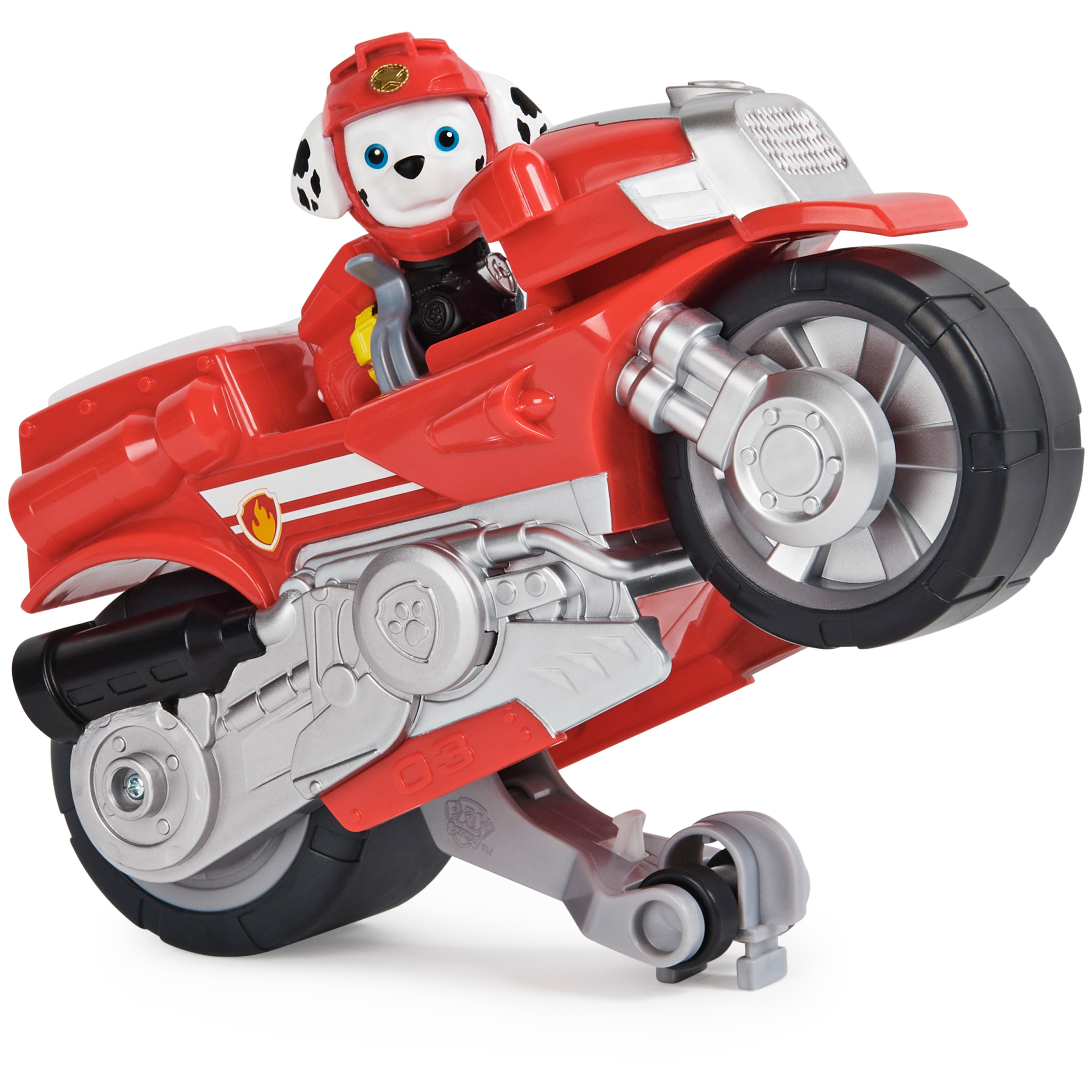 PAW Patrol, Moto Pups Marshall’s Deluxe Pull Back Motorcycle Vehicle with Wheelie Feature and Figure - image 5 of 7