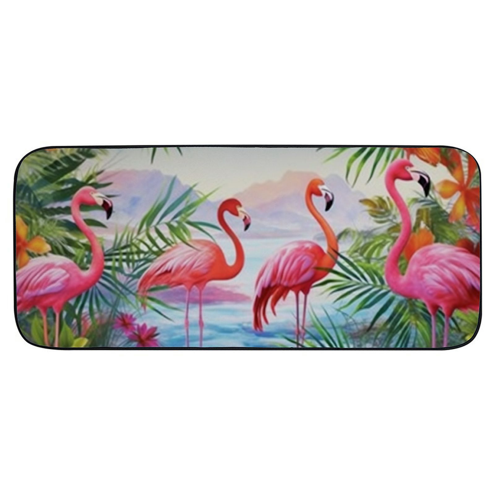 Qinduosi Flamingo Entrance Door Mat,Tropical Flowers Leaves Decor Doormat,Non-Slip Carpet Rugs Decorative for Home/Indoor/Outdoor  19.68*47.24 in