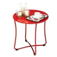thumbnail image 6 of 18" Patio Portable Side Table, Waterproof Round Metal Steel Side Table, Terrace Wrought Iron Side Table, Weather Resistant Portable Outdoor and Indoor End Table, for Garden Balcony Yard, Red, 6 of 7