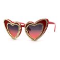thumbnail image 2 of Womens Rhinestone Jewel Trim Classic Cat Eye Heart Shape Sunglasses Red Black Red, 2 of 5