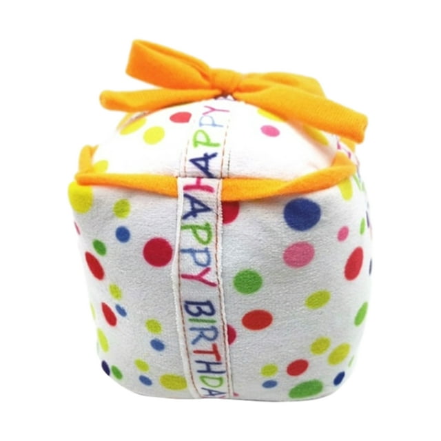 Juguete de Peluche para Perros Cateissary Pastel de Cumpleaños Interactivo Blanco 4 pulgadas