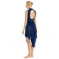 thumbnail image 4 of TSSOE Women's Lyrical Dance Costume Sleeveless Open Back Sequins Leotard Mesh Tulle Overlay Dress Navy_Blue XL, 4 of 7