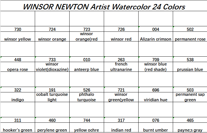 Winsor & Newton Professional Watercolor 24color set handmade watercolor 1ml iron box with color card