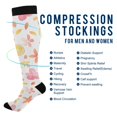 thumbnail image 2 of FORMRS Womens Knee High Socks Casual Long Thick Travel Daily Wear, 2 Pairs, White Floral Orange, 2 of 6