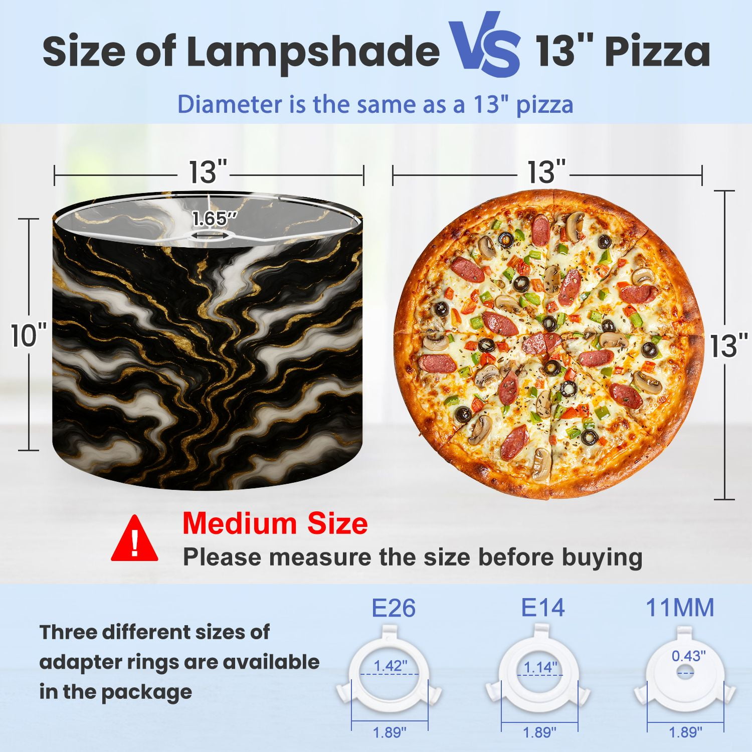Lampshades 2 Pack Black gold marble texture Marbled Distorted Textured 13"x13"x10" Light Shade for Table Lamps Floor Lamps Drum Lamp Shades Lampshade Replacement Easy Assembly