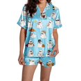 thumbnail image 6 of CQXIDFH Matching Halloween Pajamas Plus Size Halloween Pumpkin Print Short Sleeve Button Top and Shorts Set Cute Sleepwear Casual Lounge Home Wear, 6 of 8