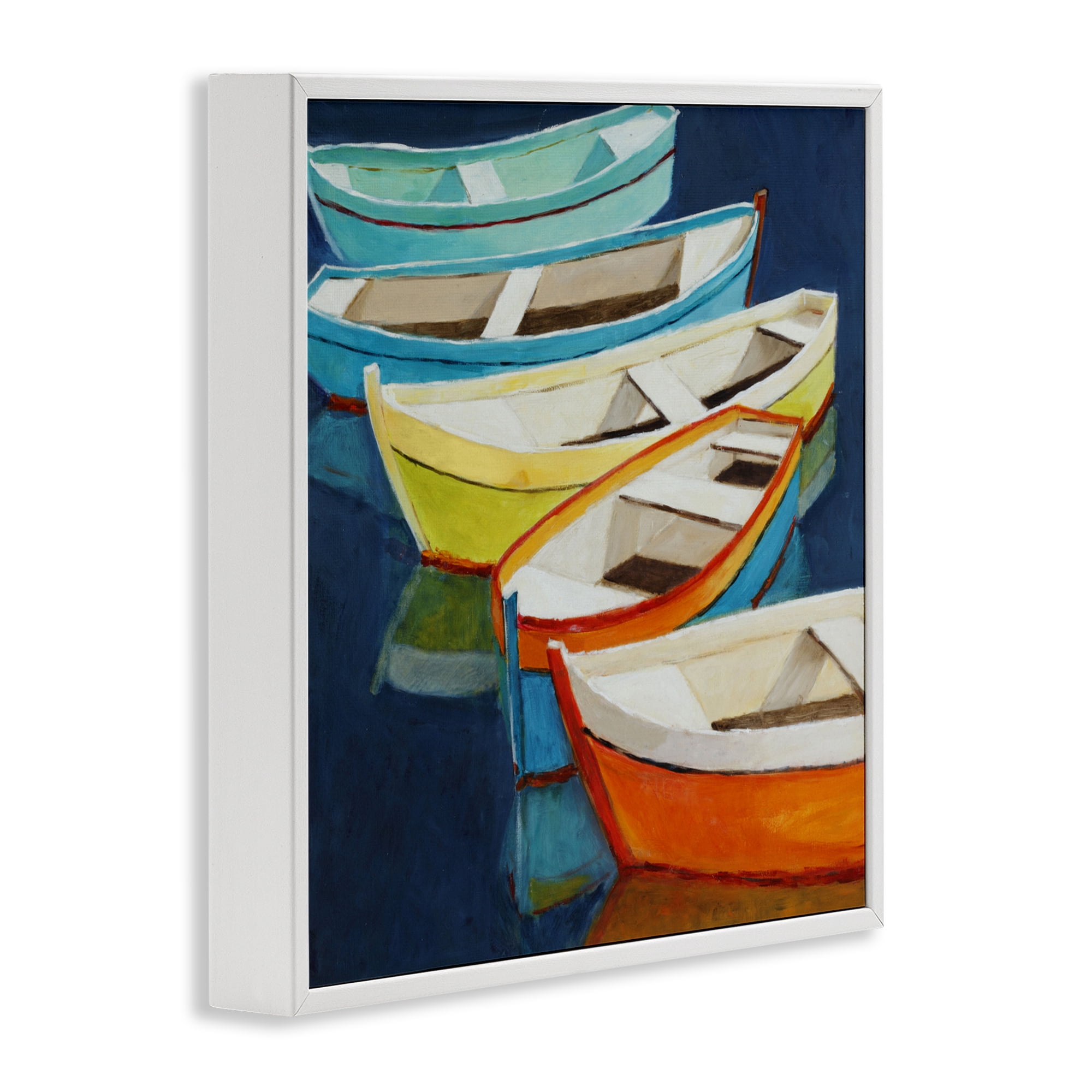 Stupell Industries Serene Rowboats in Summer White Framed Giclee Art, design by Lorenzo Collective