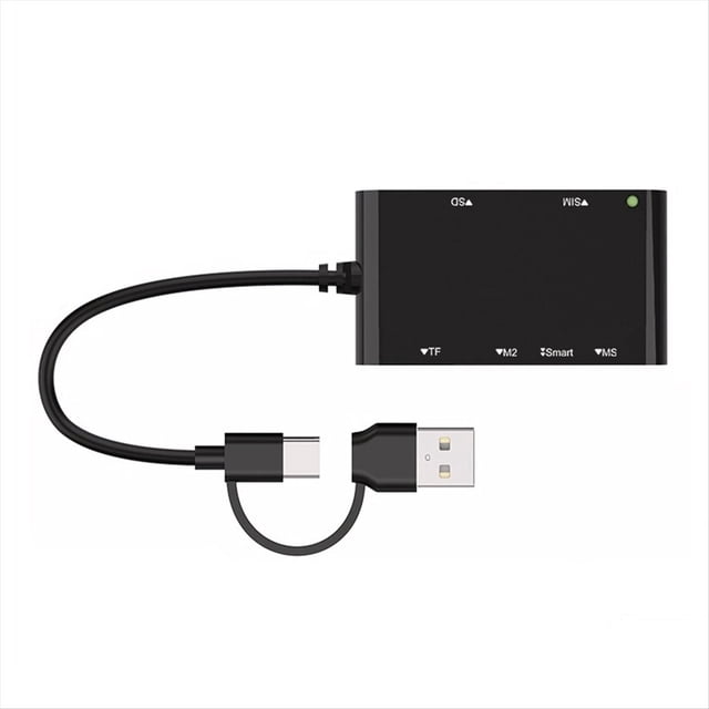 Lector de Tarjetas Multiusos USB C USB 3.0 6 en 1, Lector de Tarjetas de Imagen Smart/MS/M2/TF/SIM/SD, Adaptador Emory Stick Pro Duo.