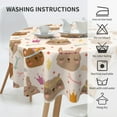 thumbnail image 6 of LNWH Resistant Wrinkle Resistant Washable Round Tablecloth, Boho Style Cartoon Bears and Bunnies Pattern Table Cover 60in, 6 of 8