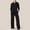 Black, variant on Save for Summer AXXD Womens Leggings Long Sleeve Zipper Turn-down Collar Bodycon Solid Wide Legging Jumpsuit Rompers With Pocket