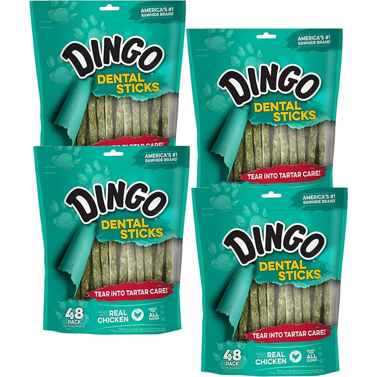 Dingo Dental Sticks for Large Dogs 48 Count Natural Chewing Brushing Action Helps Clean Teeth Walmart