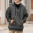 thumbnail image 5 of MKOSPLRT Zip Up Hoodies for Boy 5-15Y Long Sleeve Athletic Sweatshirts 1/4 Zipper Solid Fall Pullover with Pockets, 5 of 9