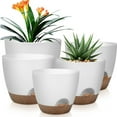 thumbnail image 1 of Wosthever Juego de 5 macetas de plástico para flores, diseñadas para interiores y exteriores, con autorriego. Jardín y Patio B, 1 of 6