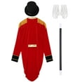 thumbnail image 6 of vastwit Men's Ringmaster Outfits Long Sleeve Open Front Velvet Tailcoat Magician Jacket Red XL, 6 of 6