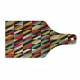 thumbnail image 1 of Abstract Cutting Board, Funky Geometric Square Boxes with Parallel Color Bars Triangles Stripes Retro, Decorative Tempered Glass Cutting and Serving Board, Wine Bottle Shape, Multicolor, by Ambesonne, 1 of 1