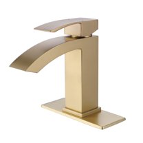 Single Handle Bathroom Sink Faucet, Solid Brass Basin Faucet with 6-inch Cover Plate