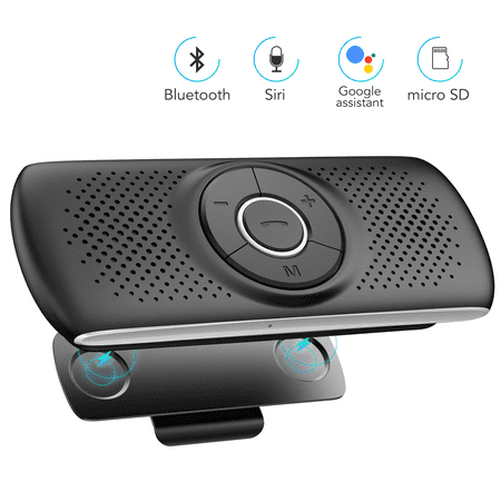 AGPTEK Bluetooth 4.2 Car Speakerphone, Wireless Hands Free Car Kit with Visor Clip, Bluetooth Car Stereo Music (Best Bluetooth Speaker Car Kit)