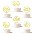thumbnail image 4 of Adorno para tartas Keoysek con diseño de feliz cumpleaños, acrílico dorado, 6 unidades, 4 of 7