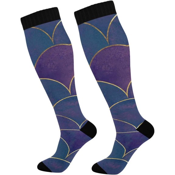 GZHJMY Mermaid Compression Socks, Women Men Long Stocking (20-30mmHg), Travel Knee High Stockings for Athletic Sports,Running,Cycling,Nursing