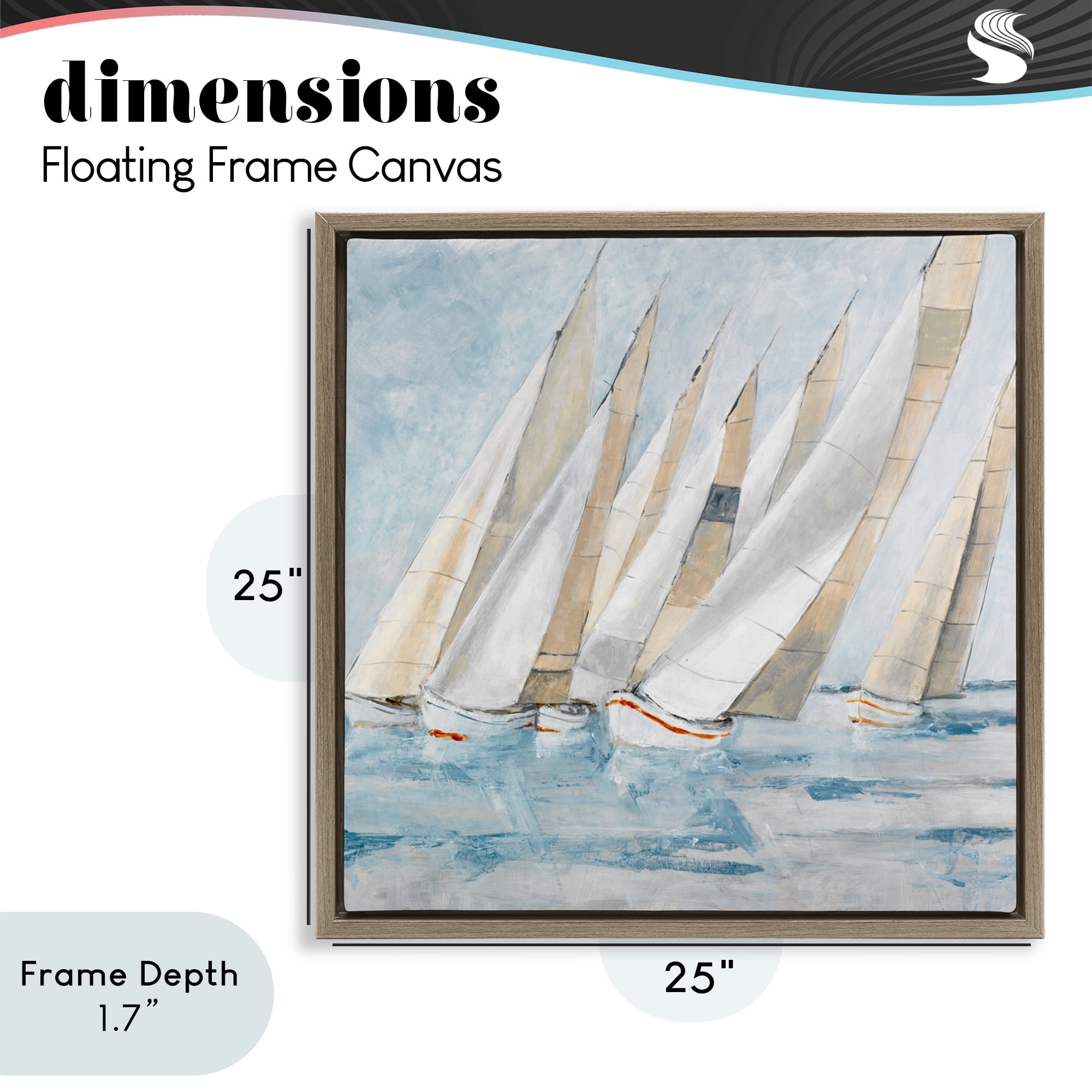 Stupell Industries Sailboat Regatta Coastal Scene Brown Framed Floater Canvas Wall Art, design by Lorenzo Collective