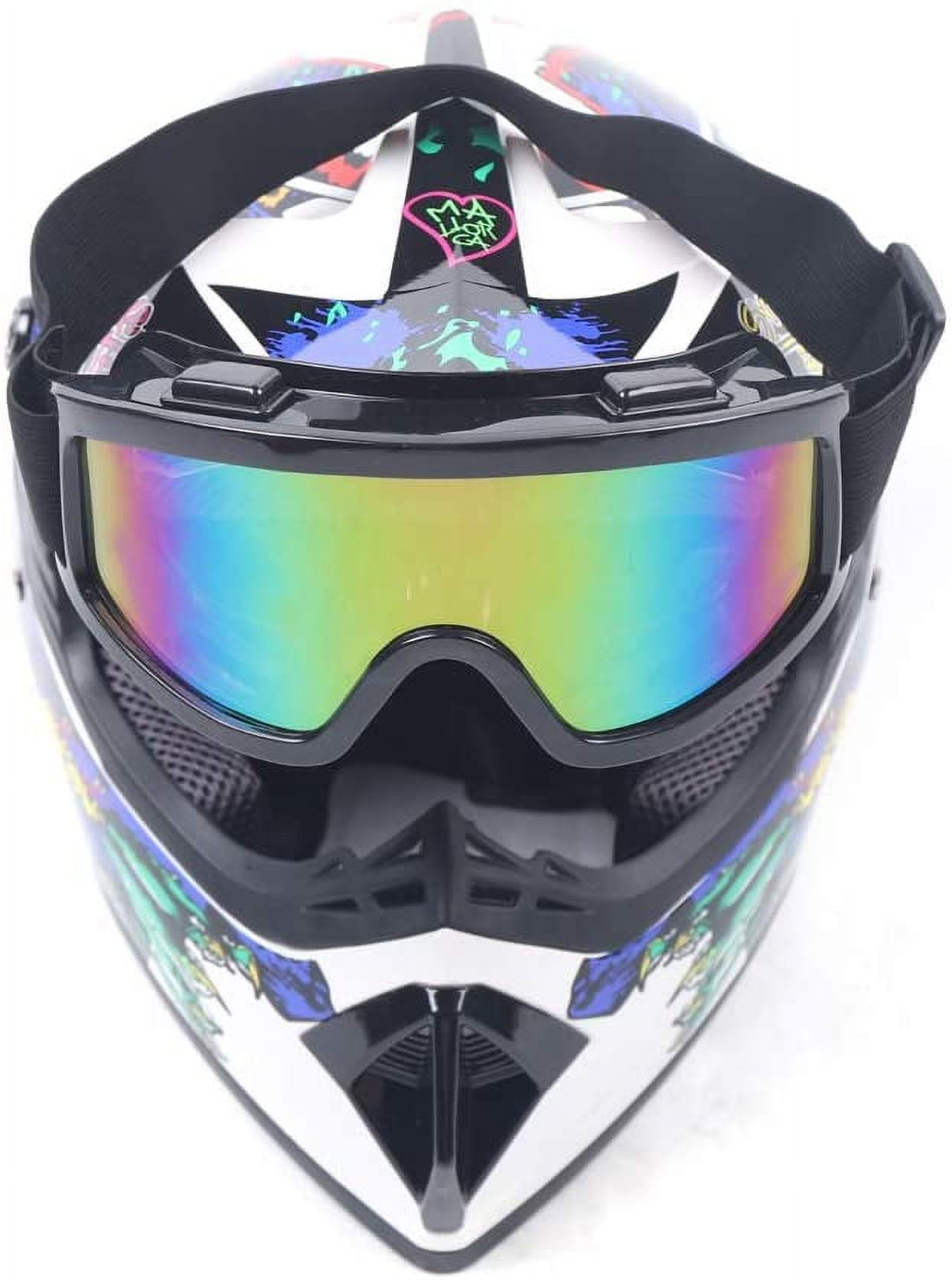 Wuzstar Youth,Kids Motocross Offroad Helmet Gloves Goggles DOT Motocross Off-Road Racing ATV Dirt Bike Protector, 2, L Size