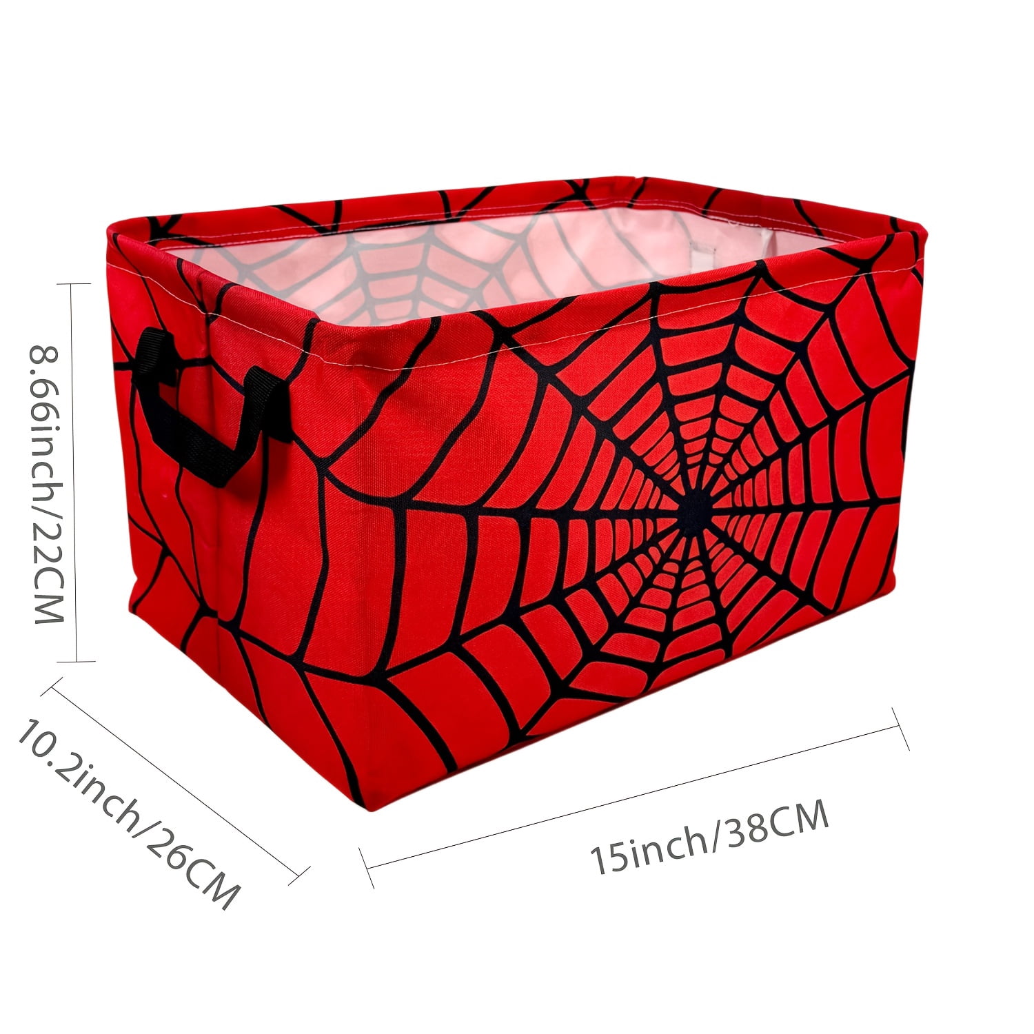 Spider Web Print Red Large Foldable Laundry Basket - Durable Polyester Material, Modern Style Open Design, Multi-functional Storage Basket for Home Use, Easy-grip Handle, Storage Rack Basket