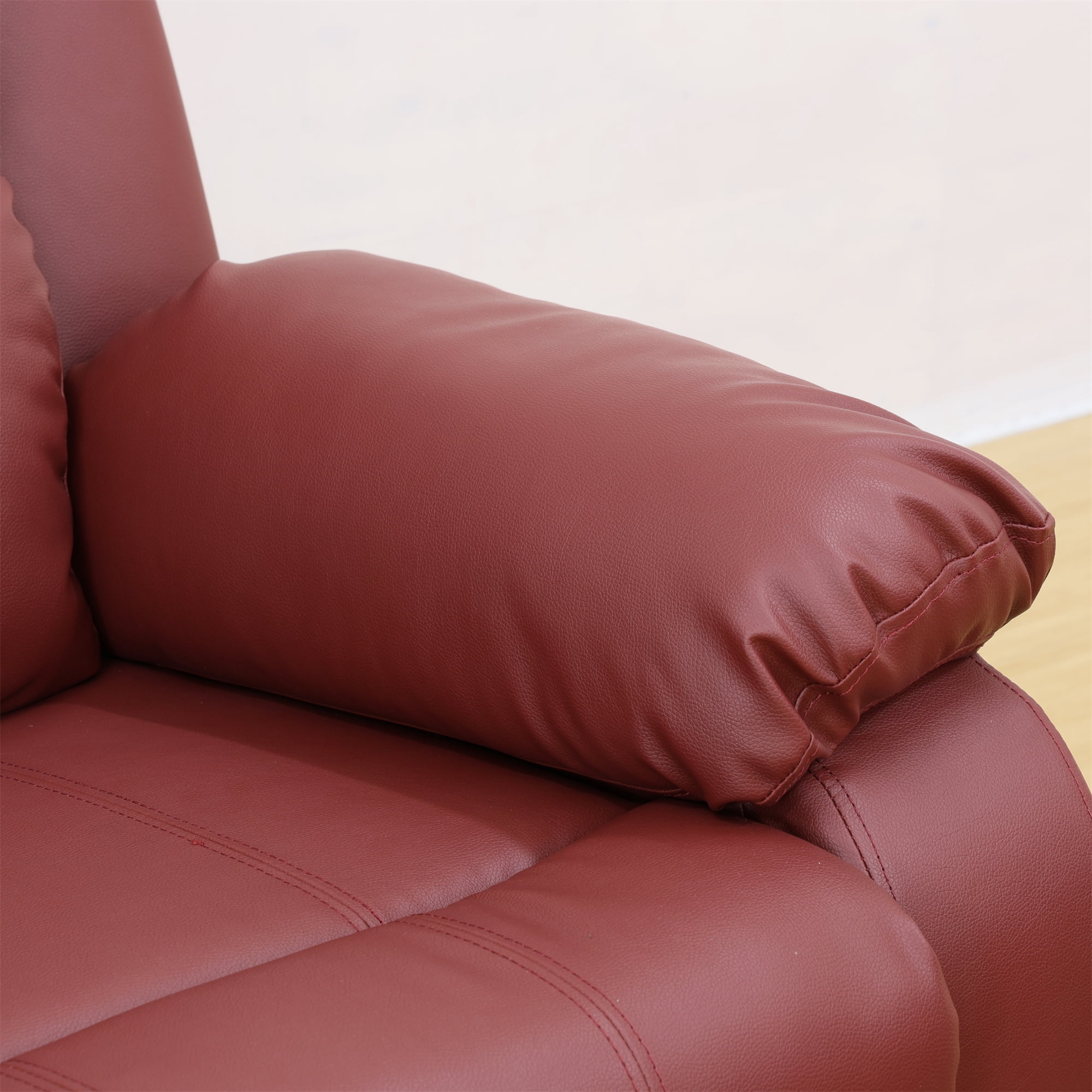 Aukfa Double Manual Recliner Chair, Overstuffed Loveseat with Cupholder for Living Room, Red