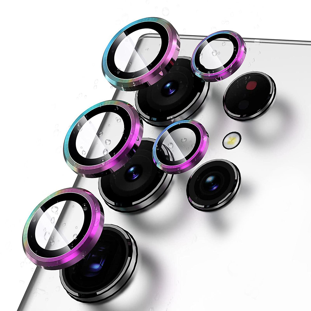 Set de 4 películas protectoras para lente de cámara de múltipl color con diamant de imitación, compatibl con el protector de lente de cámara del iPhone 15 Pro / 15 Pro Max