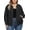 Black, variant on NAYTOAO Women's Plus Size Bomber Jacket, Relaxed Fit Textured Long Sleeve Zip‑Up Outerwear with Pockets for Spring Fall