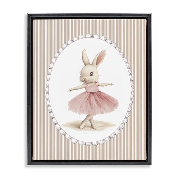 Stupell Industries Woodland Dancer Bunny Black Framed Floater Canvas Wall Art, design by Christine Simpson Art
