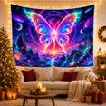 thumbnail image 3 of Neon Butterfly Above Alien Falls and Lotus Valley, Mystical Surreal for Fantasy Fans, Cosmic Butterfly Art, Birthday Gift, Tapestry Wall Hanging for Bedroom, Studio and Dorm, 3 of 7
