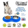 thumbnail image 2 of KE WOOW Customized Feeding set of 2 stainless steel bowls and mat for dog&cat, Bowl for water or food & silicone Non-skid, Non-Spill, travel or home, small/medium 6.76 fl oz/1 us cup Blue, 2 of 10