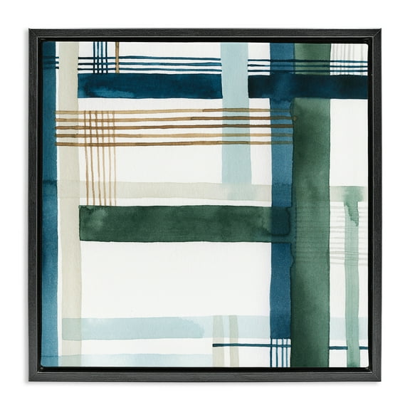 Stupell Industries Modern Woven Pattern Abstract Painting Black Floater Framed Canvas Art Print Wall Art, 18 x 18