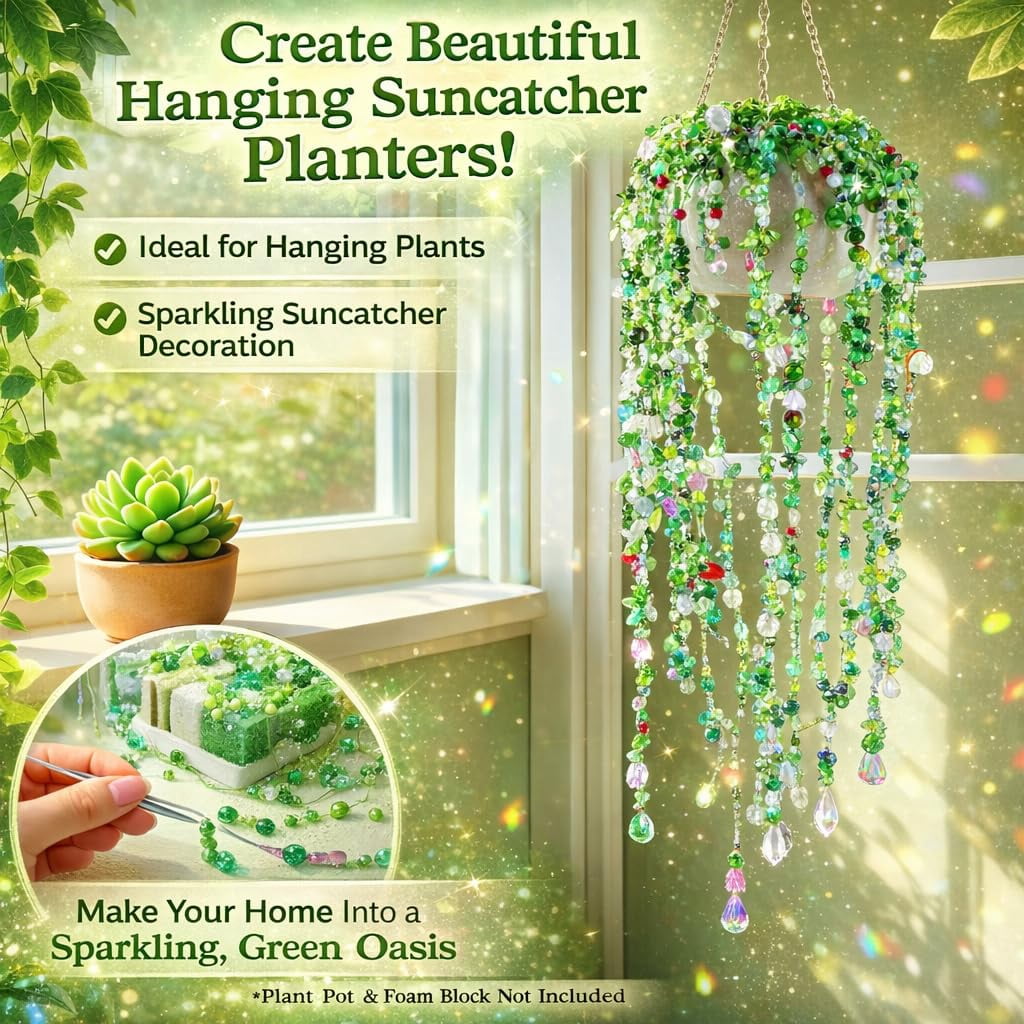 2026 Upgrade 5500 Pcs DIY Beaded Plant Kit, Green Beads for Beaded Plants, Forever Plant Kit for DIY Plant Making, Leaf Beads for Jewelry Making, for Jewelry Making DIY Craft