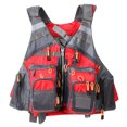 thumbnail image 4 of Chaleco de pesca con mosca ajustable Chaleco de malla ajustable con 13 bolsillos Soporte Gargantilla Cordón Bolsillo trasero con cremallera - rojo Sunnimix Chaleco de pesca con mosca, 4 of 8