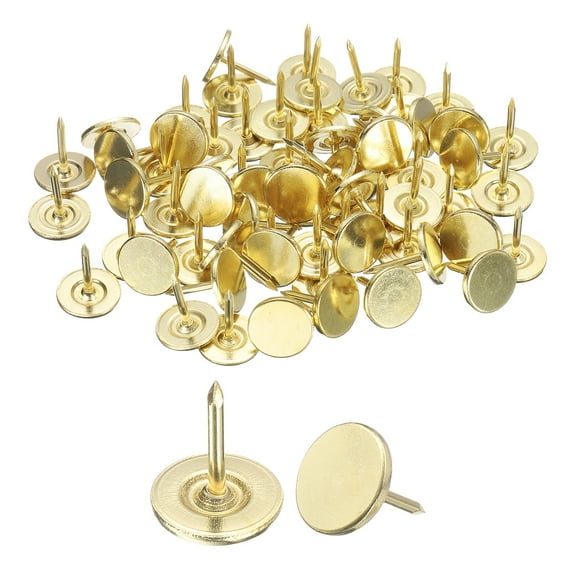 100Pack Upholstery Tacks, 11mmx13mm Flat Head Thumb Tack, Gold