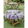 thumbnail image 4 of Outdoor Tablecloths with Umbrella Hole & Zipper, Purple Flowers Round Tablecloth 54 Inch, Weeping Spring Floral Bicycle Checkered Waterproof Table Cloth, Patio/Pool/Picnic Table Covers, 4 of 8