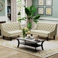 thumbnail image 5 of 50" Small Modern Loveseat Settee Sofa Linen Fabric 2-Seat Sofa Couch Tufted Love Seat Dining  with Back Upholstered Banquette Sofas for Living Room Bedroom Small Space Entryway, 5 of 9