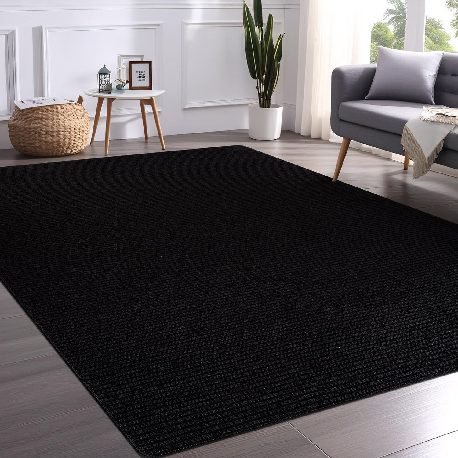 Beverly Rug Non-Slip Machine Washable 6 x 9 Black Indoor Area Rugs